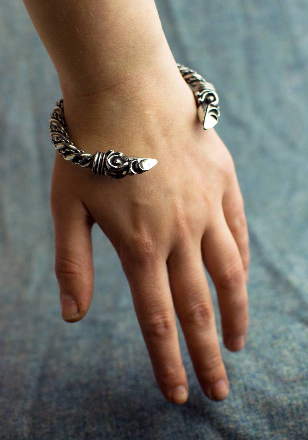 Large Pewter Viking Raven Bracelet